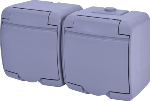 Розетка 2-я (Schuko) (серая крышка) (IP44/54) RHE-2s-SR | код 004668072 | ETI