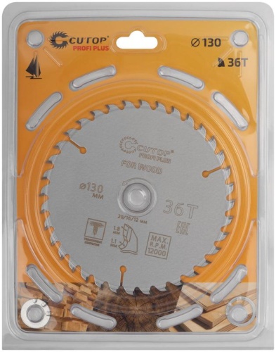 Диск пильный по дереву с тефлоновым покрытием 36Т, Profi plus, 130x1,1/1,8x20/16/12 мм | код 75-13036Т | FIT Диск пильный по дереву с тефлоновым покрытием 36Т, Profi plus, 130x1,1/1,8x20/16/12 мм | код 75-13036Т | FIT