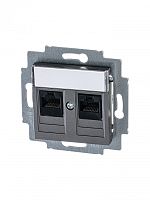 Розетка информационная ABB Levit двойная 2хRJ45 категория 5e сталь 5014H-A51018 69W | код 2CHH295118A6069 | ABB