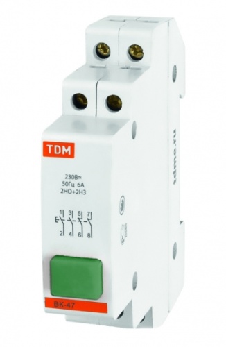 Выключатель кнопочный зеленый ВК-47 2НО 2НЗ TDM | код SQ0214-0006 | TDM