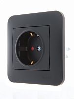 KARINA Розетка с защитой от детей керамика чёрный бархат (10шт/120шт) | код 707-4288-124 | Lezard