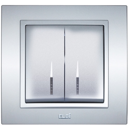 Zena сер. выключатель 2кл с подсв. Led | код 500-011000-203 | ABB