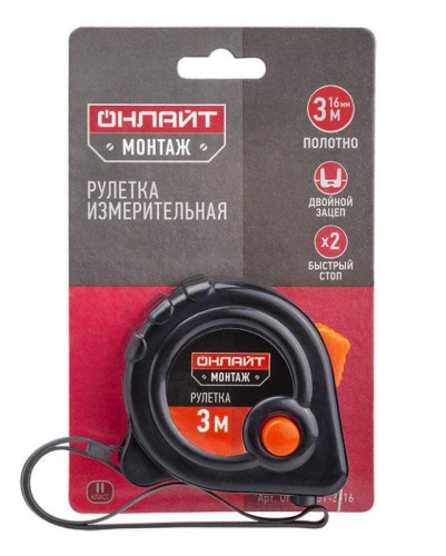 Рулетка 82 976 OMT-Ru02-3-16 3мх16мм ОНЛАЙТ 82976