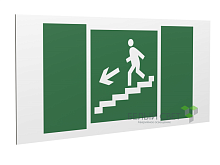 Знак безопасности PP-36162.E14"Напр. к эвакуац. выходу по лестн. вниз (лев.)" Белый свет a18633