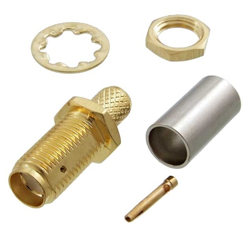 Разъём высокочастотный RUICHI SMA-C58J gold, обжимной | код 94599 | Ruichi