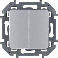 Выключатель двухклавишный INSPIRIA 10 AX 250 В~ алюминий | код 673622 | Legrand
