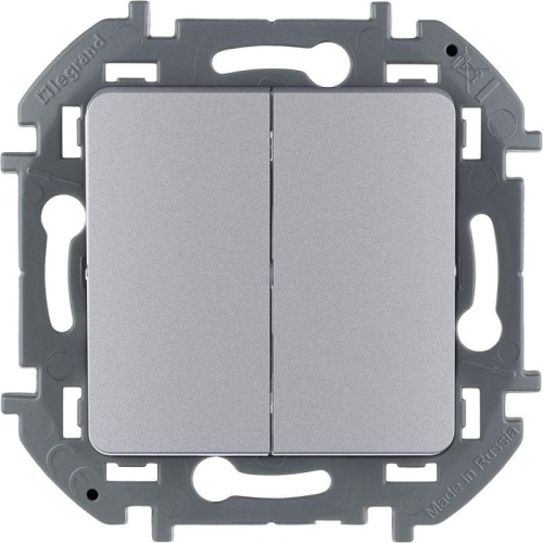 Выключатель двухклавишный INSPIRIA 10 AX 250 В~ алюминий | код 673622 | Legrand