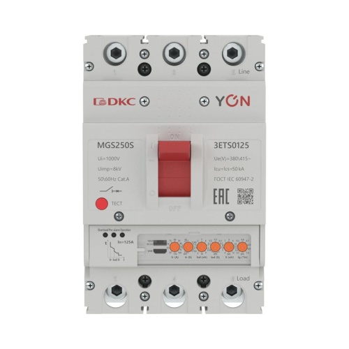 Выключатель автоматический в литом корпусе MGS250S 3P 50-125А 50кА с электронным расцепителем ETS YON MGS250S-3ETS0125 фото 2