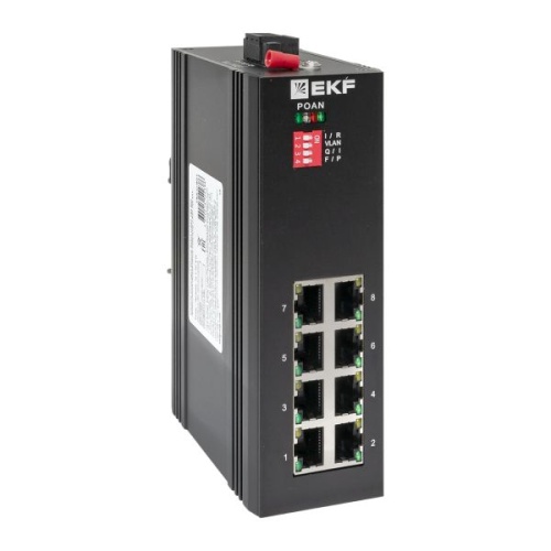 Промышленный неуправляемый коммутатор U-8GTP, 8 портов 10/100/1000Base-T(X) RJ45 c PoE, монтаж на динрейку TSX EKF | код TSX-U-8GTP | EKF фото 2
