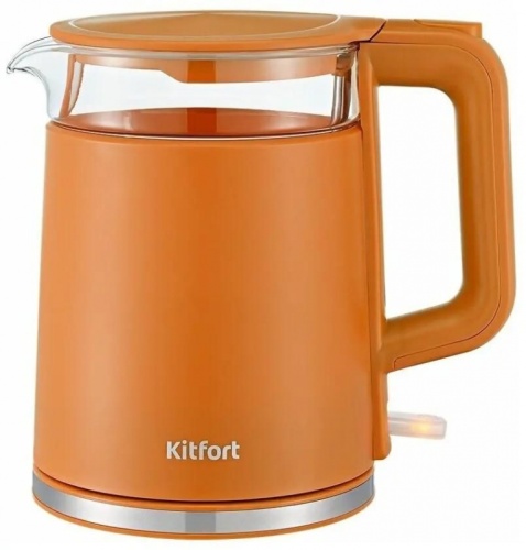 Чайник электрический Kitfort KT-6124-4 1.2л. 2200Вт оранжевый корпус: стекло/металл/пластик (КТ-6124-4) | код 1562728 | KITFORT