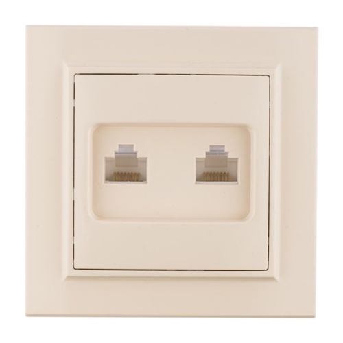 Минск Розетка RJ-45 2-местная СП бежевая | код ERK02-035-20 | EKF фото 2