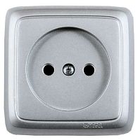 Розетка наружная с изоляционной пластиной Серебро | код РА16-103-06 | HEGEL