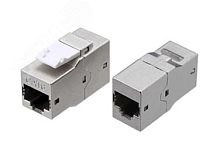 Адаптер проходной (coupler) RJ-45(8P8C) формата Keystone Jack | код CA2-KJ-C6-SH-BK | Hyperline