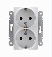 Розетка 2-м СП Lillium 10А с заземл. с панелью механизм бел. Makel 30001082