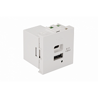 Модуль USB-зарядки, 1 порт USB-C + 1 порт USB-A, 4.2A/5V, 45x45, белый | код LAN-EZ45x45-2UCA/4.2-WH | LANMASTER