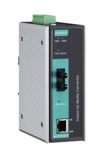 Конвертер IMC-P101-S-ST-T Industrial PoE Media Converter, single mode, ST connector, t:-40/+75 | код 00-06033288 | MOXA