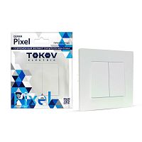 Выключатель 2-кл. СП Pixel 10А IP20 в сборе перламутр. | код TKE-PX-V2F-C04 | TOKOV ELECTRIC