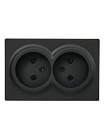Розетка 2-мест. без заземл. LETO закрытый корпус ПБТ черн. бархат LEZARD 752-4200-128B