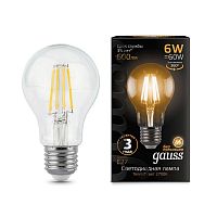 Лампа светодиодная филаментная Black Filament 6Вт A60 2700К E27 | Код. 102802106 | Gauss