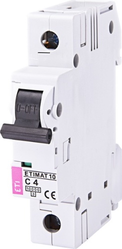 Автоматический выключатель ETIMAT 10 1p C 4А (10 kA) | код 002131710 | ETI