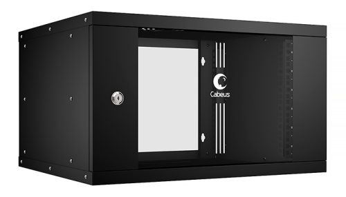 Cabeus WSC-05D-6U55/45-BK Шкаф телекоммуникационный настенный 19 6U, серия LIGHT разборный, дверь стекло, цвет черный | код 10172c | Cabeus