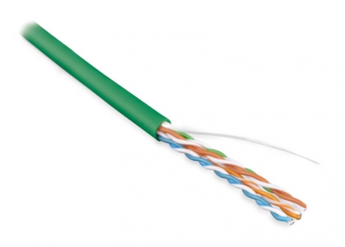 Кабель витая пара неэкран. U/UTP категория 5e 4 пары (24 AWG) одножильный (solid) LSZH нг(С)-HF зеленый, Hyperline UUTP4-C5E-S24-IN-LSZH-GN-100 (100 м) | код 273508 | Hyperline