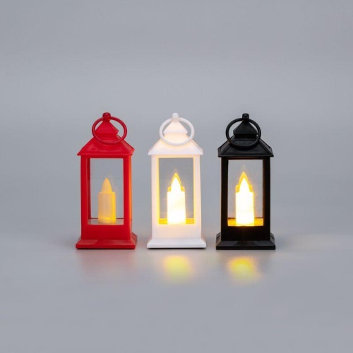 Фонарь декоративный (фигура) 5.5х5.5х12.5см тепл. бел. со свечкой 3хLR1130 (в комплекте) корпус бел./красн./черн. Neon-Night 513-068 фото 5