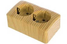 Розетка 2-м ОП VIOLA с заземл. беленый дуб LEZARD 751-5200-127