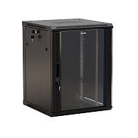 Шкаф настенный TWB-0945-GP-RAL9004 19дюйм 9U 500х600х450мм стеклян. дверь с перфорацией по бокам ручка с замком черн. (RAL 9004) (разобранный)
