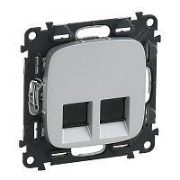 Розетка компьютерная 2-м Valena Allure RJ45 кат.6 UTP с лицев. панелью механизм алюм. | код 753943 | Legrand