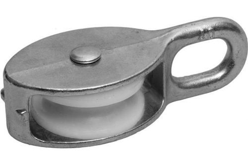 Блок одинарный 30мм нейлоновый шкив покрытие цинк | код Bloсk30neylon | Крепдил