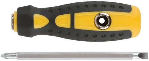 Отвертка с переставным жалом Профи, прямая и Т-обр., CrV сталь, прорезин.ручка, 6х130 мм РН2/SL6 | код 56230 | FIT фото 4 Отвертка с переставным жалом Профи, прямая и Т-обр., CrV сталь, прорезин.ручка, 6х130 мм РН2/SL6 | код 56230 | FIT фото 4