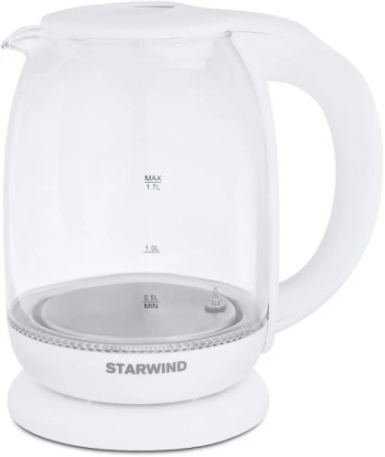 Чайник электрический Starwind SKG4215 1.7л. 2200Вт белый корпус: стекло/пластик | код 1217370 | STARWIND