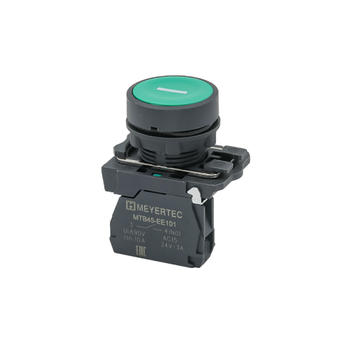 Кнопка плоская зеленая, маркировка I, 1NO, IP65, пластик MTB5-AA31521 | код 137239 | MEYERTEC