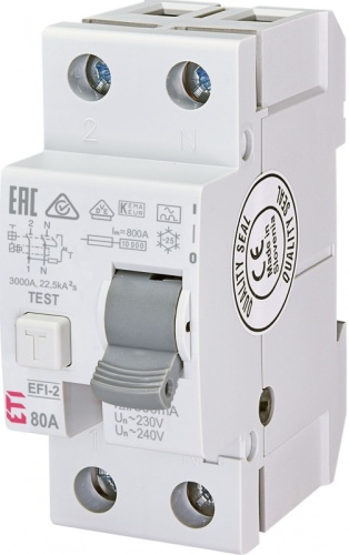 Реле дифференциальное (УЗО) EFI-2 80/0,3 тип A (10kA) | код 002064525 | ETI