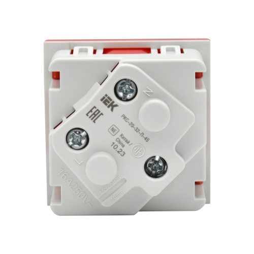 PRIMER РКС-20-32-П-45 Розетка 45град з/к з/ш в/з красн. IEK | код PR-KK40D-RSZH-2-2-45-K04 | IEK фото 3