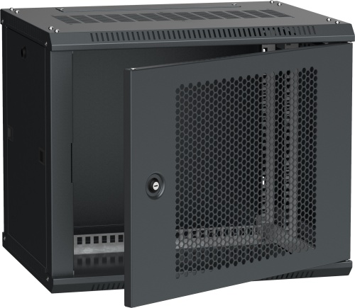 ITK Шкаф настенный LINEA W 9U 600х450мм дверь перфорированная RAL 9005 | код LWR5-09U64-PF | IEK