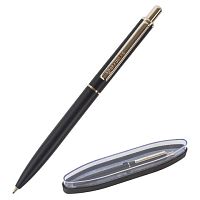 Ручка подарочная шариковая BRAUBERG Larghetto , СИНЯЯ, корпус черный с хромированными деталями, линия письма 0,5 мм | код 143476 | BRAUBERG