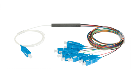 Сплиттер планарный NIKOMAX 1x8, одномодовый 9/125мкм, стандарта G657.A1, SC/UPC, миникорпус, с равным коэффициентом деления, 0.9 мм | код NMF-SPP1X8A1-SCU-M | NIKOMAX