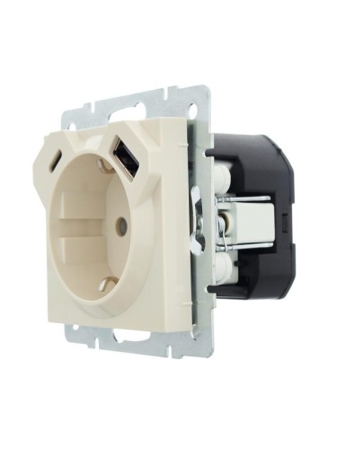 VESNA Розетка с/з TC+USB разъём крем | код 742-0388-181TC | LEZARD