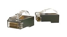 Hyperline PLEZ-8P8C-UA-C5-SH-100 Разъем легкой оконцовки RJ-45 (8P8C) под витую пару, язычек Arch, категория 5e (50 µ/ 50 микродюймов), экранированный, универсальный (для одножильного и многожильного кабеля) (100 шт.) | код 445729 | Hyperli