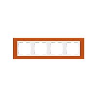 Рамка на 4 поста, S82N, оранжевый - белый (стекло) | код 82647-65 | Simon