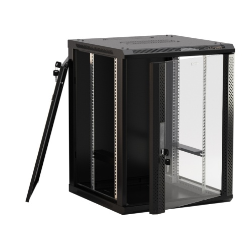 Hyperline TWB-1868-SR-RAL9004 Шкаф настенный 19-дюймовый (19), 18U, 908x600х800мм, металлическая передняя дверь с замком, две боковые панели, цвет черный (RAL 9004) (разобранный) | код 475667 | Hyperline