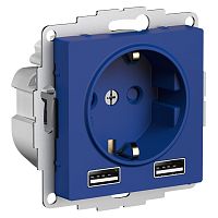 ATLASDESIGN РОЗЕТКА 16А c 2 USB A+A, 5В/2,4А, 2х5В/1,2А, механизм, АКВАМАРИН | код ATN001130 | Systeme Electric