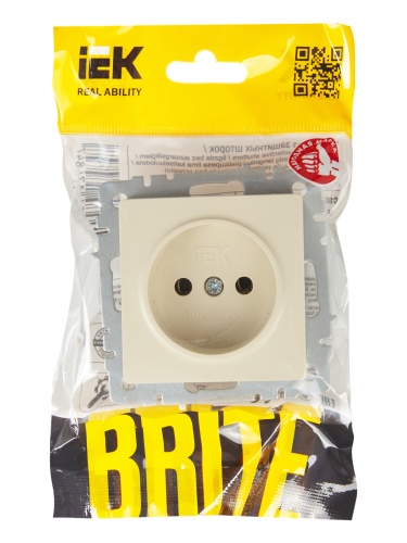 BRITE Розетка 1-местная без заземления без защитных шторок 10А РС10-1-0-БрКр бежевый | код BR-R10-10-K10 | IEK фото 3