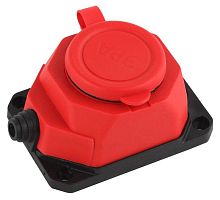 Колодка 1-м с заземл. 16А IP44 K-1e-RED-IP44 каучук красн. | код Б0044550 | Эра