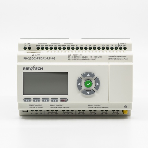 Программируемый логический контроллер PR-23DC-PTDAI-RT-4G , 12_24VDC, 3xPt100, 10DI(6AI), 2TO, 8RO, RTC, SD, RS485, Ethernet, 2G/4G/GSM, ЖКИ | код PR-23DC-PTDAI-RT-4G | Rievtech