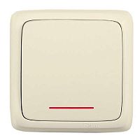 Переключатель одноклавишный наружный с изоляционной пластиной с индикацией слоновая кость 16А | код ВА16-164-01 | HEGEL