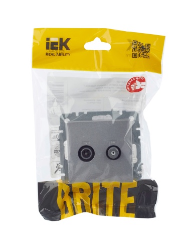 BRITE Розетка двойная TV+SAT РТВ/РСп12-БрА алюминий | код BR-AF20-O-K47 | IEK фото 4