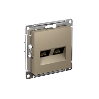 Розетка компьютерная 2-м AtlasDesign RJ45 кат.6A механизм шампань SE ATN000588